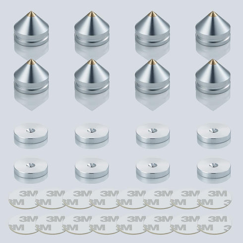 Speaker Spikes Floor Protectors 4pcs, Shockproof Isolation Stand Feet for HiFi Amplifier, Subwoofer, Turntable (Silver)