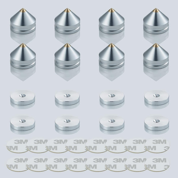 Speaker Spikes Floor Protectors 4pcs, Shockproof Isolation Stand Feet for HiFi Amplifier, Subwoofer, Turntable (Silver)