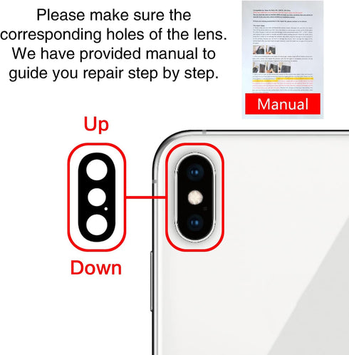 ASDAWN Back Rear Camera Lens Glass Replacement for iPhone Xs Max and Xs, with Adhesive + Repair Tool Kit
