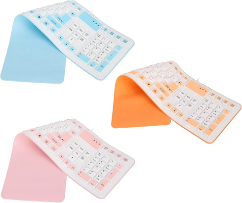 GOWENIC Foldable Silicone Keyboard, 106 Keys Roll Up USB Wired Waterproof Silent Soft Keyboard for PC Laptop Notebook