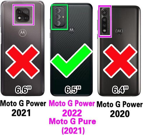 Asuwish Wallet Cover Phone Case for Motorola Moto G Power 2022/MotoG Play 2023/G Pure 2021 with Tempered Glass Screen