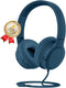 DyBaxa Kids Headphones - Foldable On-Ear, 94dB Volume Limiter, 3.5mm Jack, Dark Blue, Perfect for School & Travel.