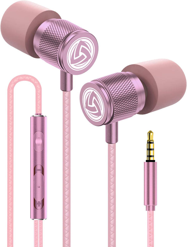 LUDOS ULTRA Wired Earbuds - in-Ear Headphones with Microphone, Noise Isolating Ear Buds, Memory Foam for iPhone,