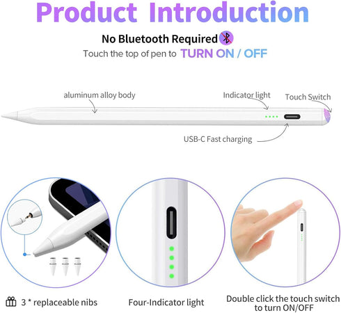 Mswinnie Stylus Pen for iPad - Fast Charge for iPad 10th Generation, Compatible with iPad Pro and Mini