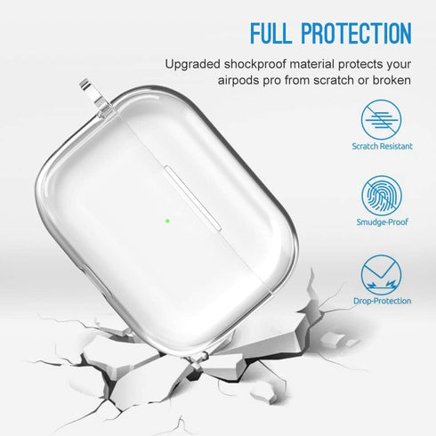 valkit Compatible Airpods Pro Case Cover | Clear Soft TPU Protective Case 2019 with Keychain, Shockproof - Transparent