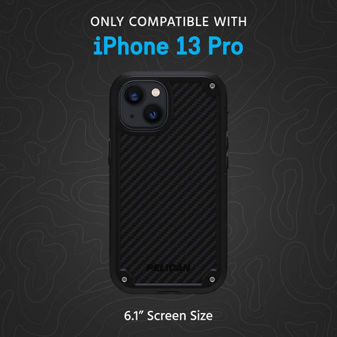 Pelican Shield Series iPhone 13 Pro Case 6.1", Protective Phone Case with Belt Clip Holster - Black