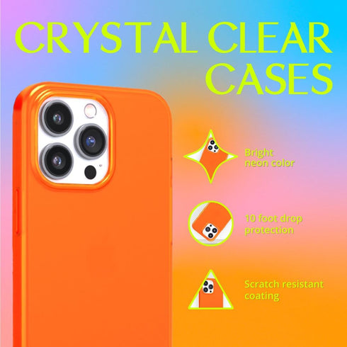 FELONY CASE - iPhone 12 Pro Max Neon Orange Clear Protective Case, TPU and Polycarbonate Shock-Absorbing Cover