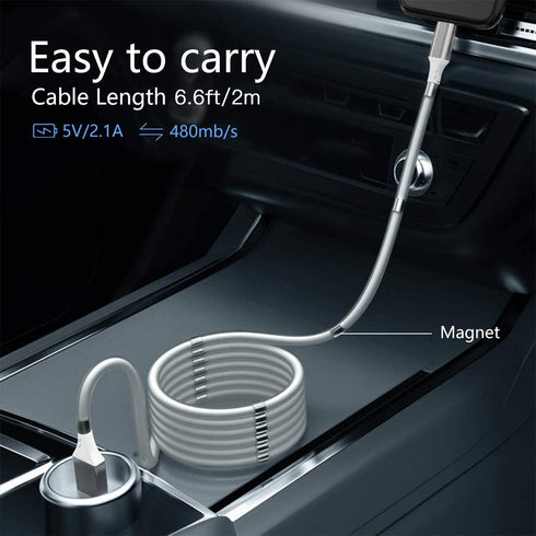 AICase 6.6 FT Magnetic Charging Cable for iPhone 14/13/12/11/XS/8/7/6s/SE/Pad/Pod - Super Organized Nano Data Cable.