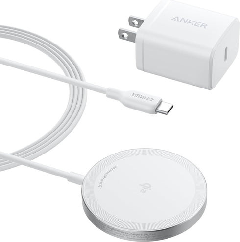 Anker MagSafe Charger Compatible, MagGo Magnetic Wireless Charger (Pad), Qi2 Certified 15W for iPhone 15/15 Plus/15