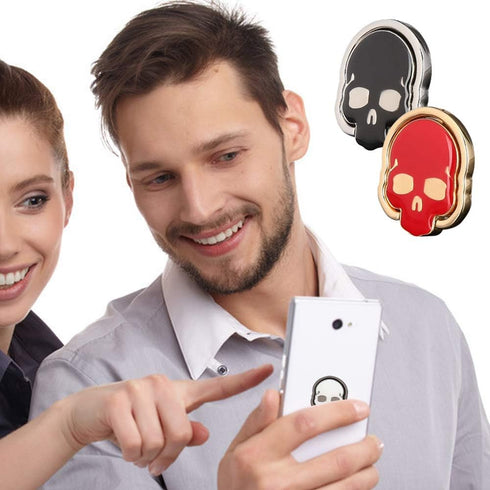 3 Packs Skull Shape Phone Ring Holder, 180° Adjustable Metal Stand in Black, White, Red