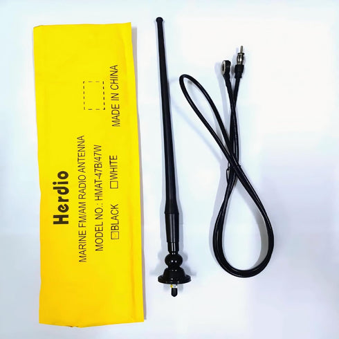 Herdio 3.0mm Waterproof Marine Radio Antenna Connector Rubber Duck Dipole Flexible Mast FM AM Antenna for Boat Car ATV