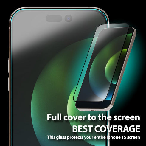 Whitestone 5PACK EZ Glass Screen Protector for iPhone 15 - Full Coverage, Easy Install JIG Included, 2023 Model.