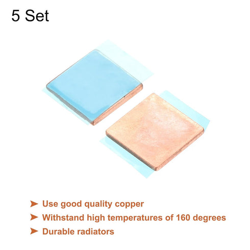 MECCANIXITY Heatsink Copper Sheet Shim, 1.5mm Thickness Pad with Thermal Conductive Adhesive Tape, 5 Set
