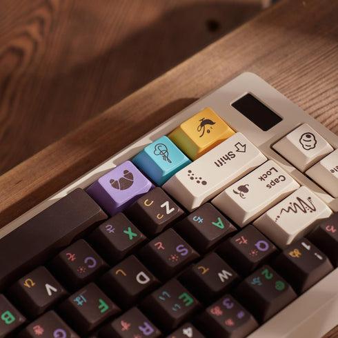Mintcaps PBT Japanese Brown Keycap Set - 129 Keys Cherry Profile Cute Keycaps Custom Dye-Sublimation for Mechanical