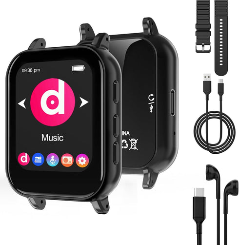 Aeheqkl MP3 Player with Bluetooth 5.0,32GB Touchscreen Music Player with Detachable Strap,Built-in Speaker,Wired