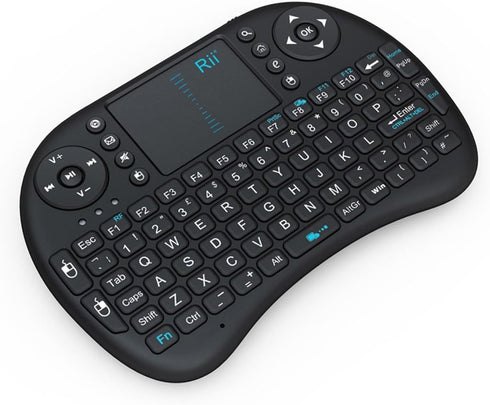 Rii i8 Mini Wireless Keyboard with Touchpad & QWERTY, 2.4G Portable Keyboard with USB Receiver for Laptop/PC/TV, Black