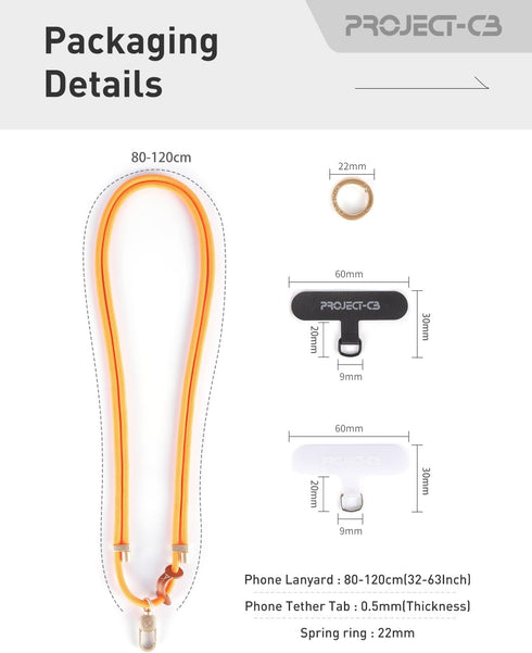 project-cb Cell Phone Lanyard, Phone Tether Tab, Adjustable Phone Crossbody Strap for Around the Neck
