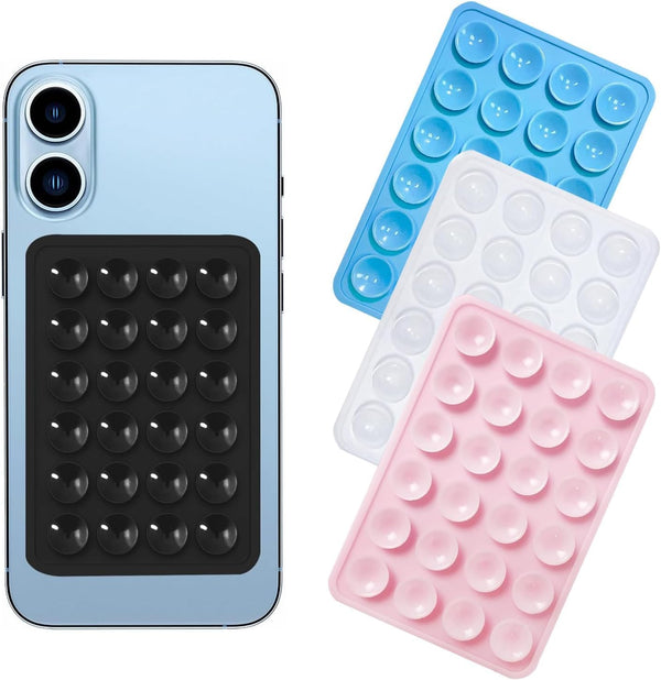 4-Piece Silicone Suction Cup Cell Phone Holder, Self-Adhesive Handsfree Holder for Selfies and Videos, Compatible with