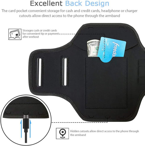 Galaxy S25 S24 Armband, JEMACHE Water Resistant Gym Running Phone Arm Band for Samsung Galaxy S25 S24 S23 S22 S21, Black