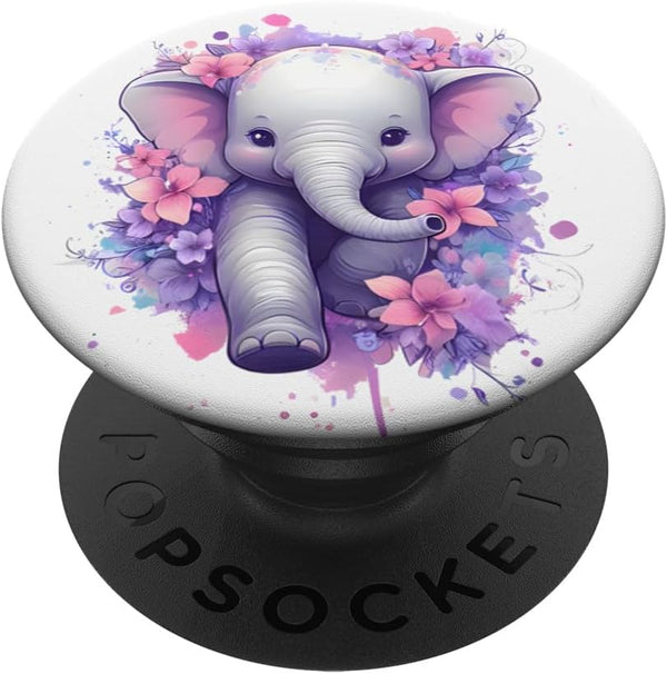 PopSockets Standard PopGrip, Cute Baby Elephant Colorful Animal Lover