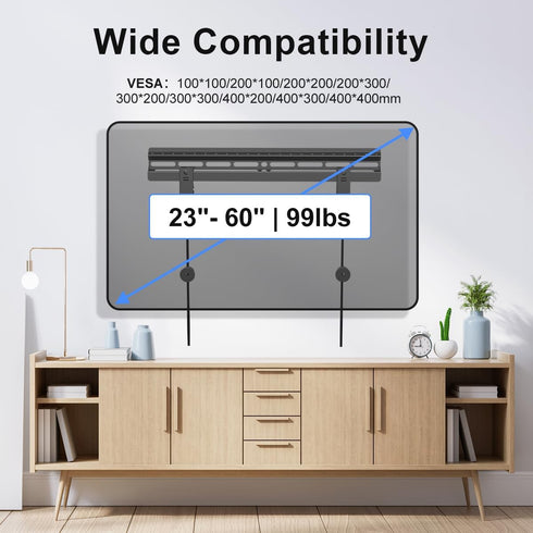 Suptek Studless TV Wall Mount for Most 23-60 Inch TVs up to 99 lbs, Low Profile No Drill TV Mount, Drywall TV Bracket