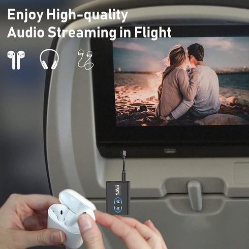 1Mii Bluetooth 5.3 Transmitter Receiver for TV, Wireless Headphones, Dual Link AptX Adaptive/Low Latency/HD Audio, Aux