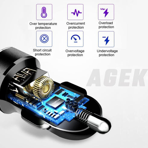 4 Port USB Car Charger Adapter, Car Charger USB C with Voltage Display PD 3.0 & QC 3.0 Fast Charging for iPhone,