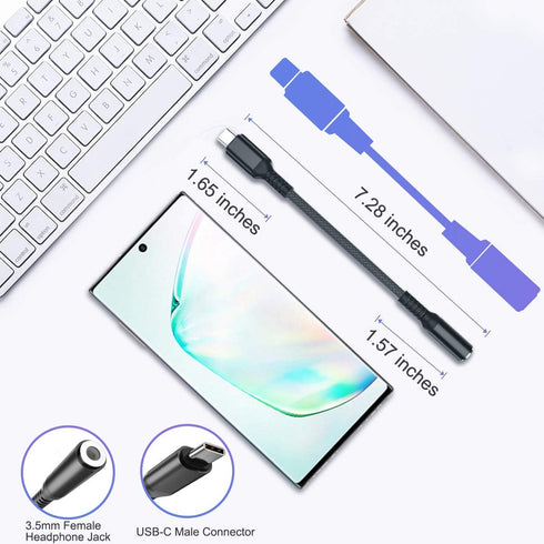 Elebase USB Type C to 3.5mm Adapter, 1/8 Inch Headphone Jack Audio Aux Converter for Samsung Galaxy Z Fold Flip, iPhone
