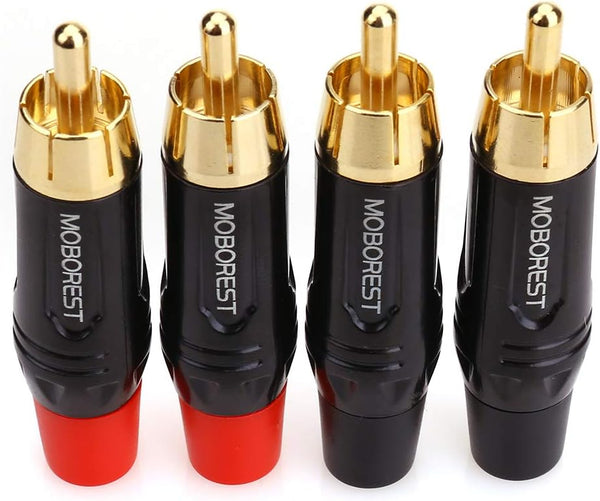 MOBOREST RCA Male Plug Adapter - Audio Phono Gold Plated Solder 24K Gold Speaker Plugs RCA Jack Cable Connector Adapter