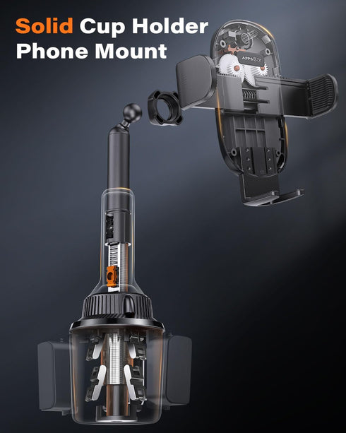 APPS2Car Universal Car Cup Phone Holder with Quick Extension Long Arm, 360 Degree Swivel for All Smartphones