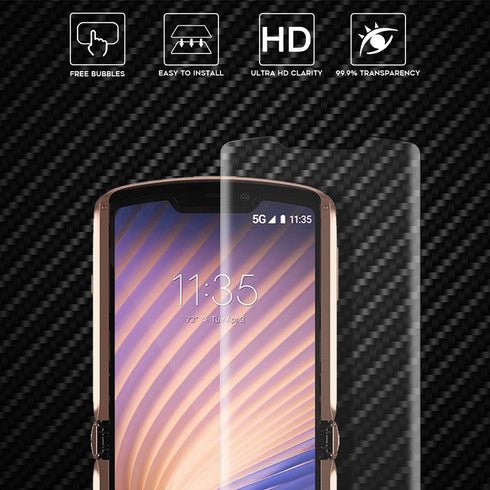 Orzero (2SET 8PCS) Soft TPU Screen Protector and Back Protector for Motorola Razr 5G 2020, Anti-Scratch Bubble-Free
