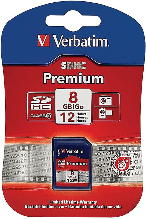 Verbatim 8GB Premium SDHC Memory Card, UHS-I V10 U1 Class 10, Blue