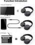 Sunydog 3.5mm Headset MP3 FM Headphones Over-Ear Music Earphones with Transmitter Cable, Wired Support FM Radio for TV