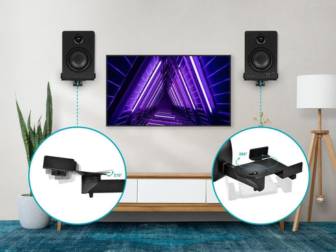 Monoprice Universal Bookshelf Speaker Wall Mount Brackets, Swivel, Tilt, for Large Bookshelf/Surround Sound Speakers