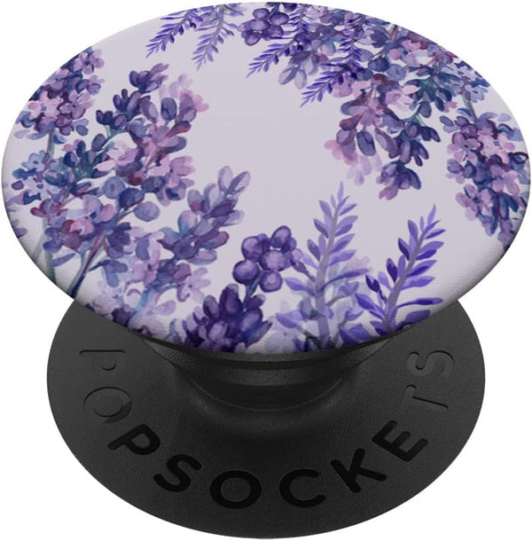 Lavender Floral Purple Flower Pattern Phone Popper, PopSockets Swappable PopGrip
