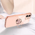 Omorro Pink iPhone 11 Case for Women, Ring Holder with Built-in 360 TPU Rotation Kickstand, Glitter Plating Rose Gold