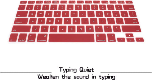HRH Silicone Keyboard Cover Skin for MacBook Air 13, MacBook Pro 13/15/17, Red Wine, Older USA Layout