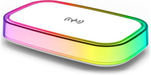Westclox 15 6 Wireless Charging Pad with Fast Watt Wireless Charging, RGB Color Changing Light with Modes, Adjustable