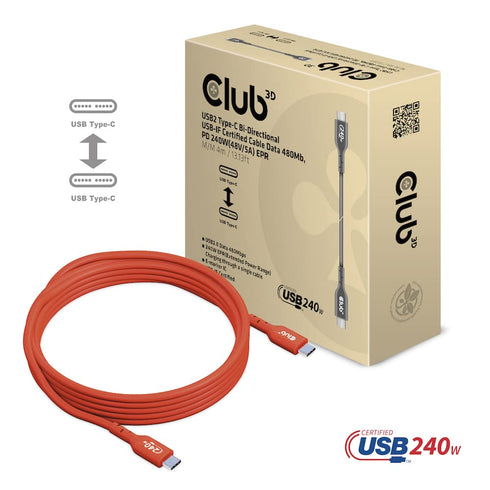 Shopify SEO: Club 3D CAC-1515 4m USB2 Type C to Type C Cable, 240W Charging, 480Mb Data, Certified Bi-Directional.