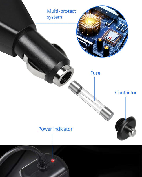 DC 12V Car Charger for Portable DVD Player, Replacement Car Cigarette Lighter Adapter Power Cord, 6ft Extra Long