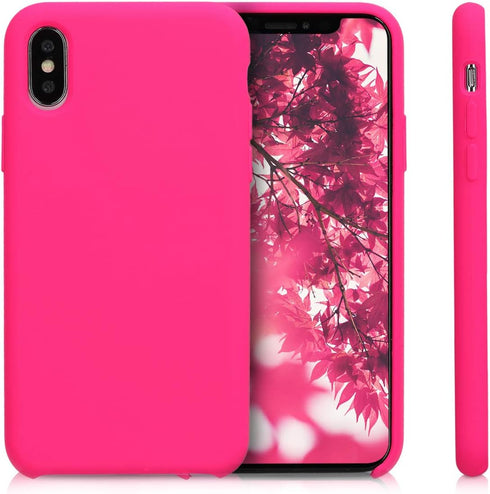 kwmobile Case Compatible with Apple iPhone Xs, TPU Silicone Phone Cover with Soft Finish, Neon Pink