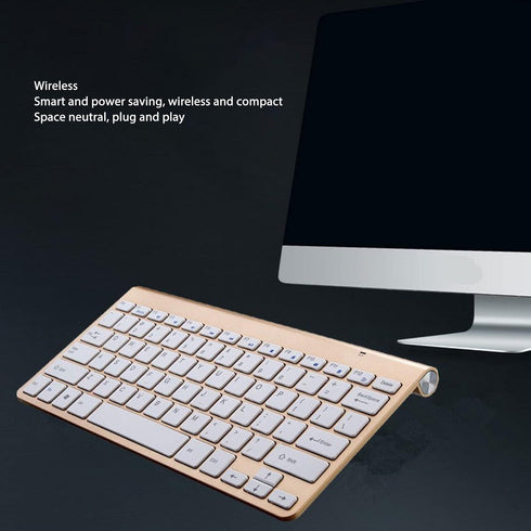 Zunate Ultra Slim Keyboard and Mouse Combo, Ergonomic Silent Mouse, Compact USB Set for PC, Laptop, Tablet (Gold)