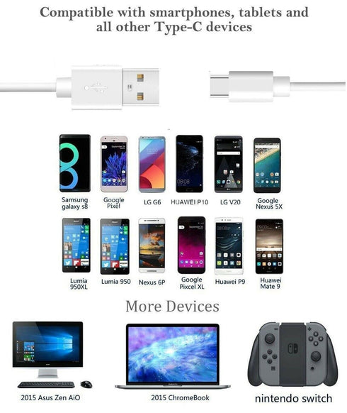 USB 3.1 Type C to USB A Charger Cable Compatible with T-Mobile TCL Revvl 4+/4 Plus/Tab 5G/Revvl 6 5G/Revvl 6X Pro 5G