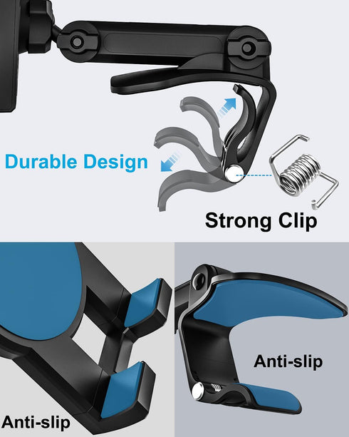 Dashboard Clip Car Phone Mount, woleyi Sun Visor & Rearview Mirror Clamp Holder for iPhone 14 Pro Max and More