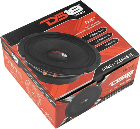 DS18 PRO-X6MSE Loudspeaker, 6.5" Midrange, 450W Max, 225W RMS, 8 Ohms, Premium Audio Door Speakers for Car or Truck