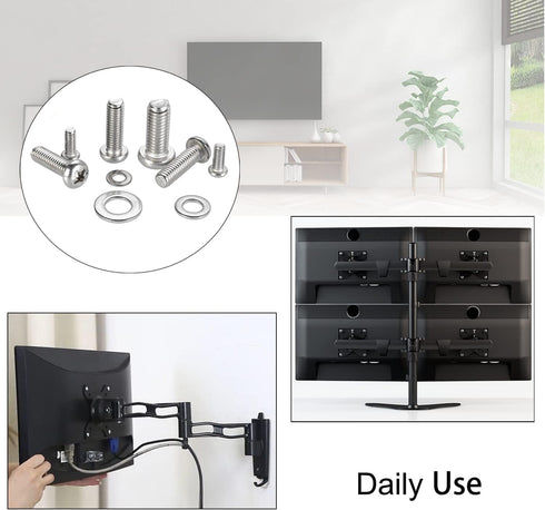 TV Mount Hardware Kit, Universal VESA Screws for TV and Monitor Mounts, 24pcs M4 M6 M8 Stainless Steel Screws