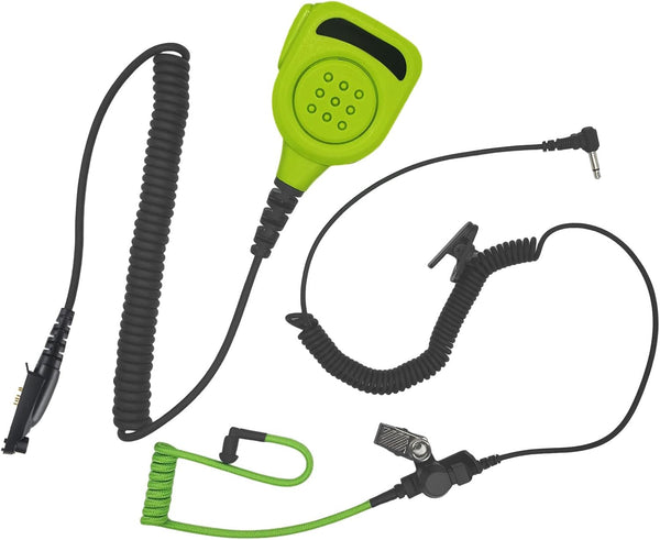 Waterproof Shoulder Mic with 3.5mm Earpiece - Walkie Talkie Lapel Microphone for Motorola Retevis Radio - Green