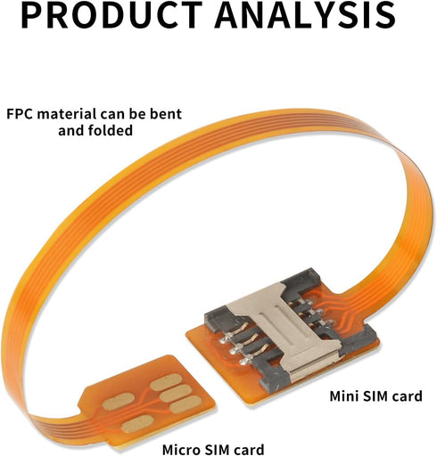 PinQiongZhe 5.9 15 cm Micro SIM to Micro SIM Adapter Kit, Male-to-Female Extension Cable, Flexible Flat FPC Extension