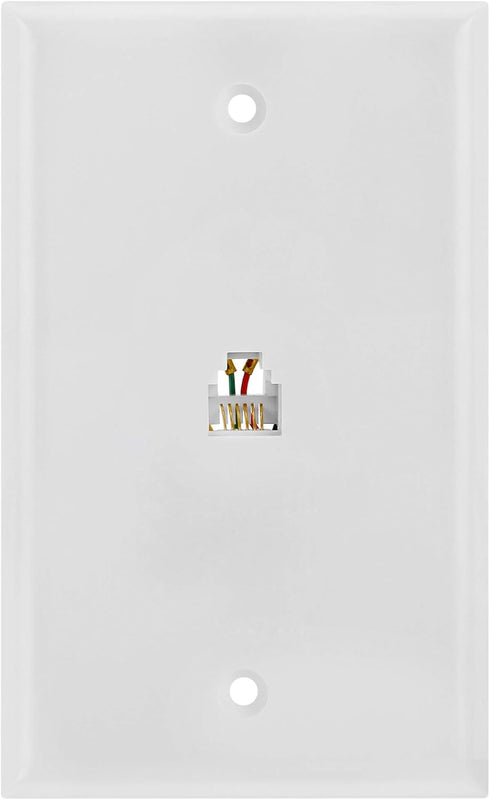 Cmple - Single RJ11 Connector Phone Wall Plate Jack 6P6C with 6 Conductors, Screws Included