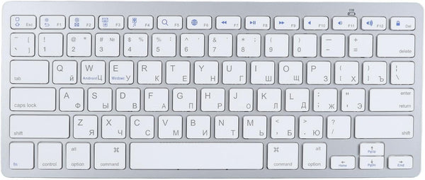 Silent Slim Bluetooth Keyboard for iOS, Android, Windows, Smart TV, and BT Devices (Russian)